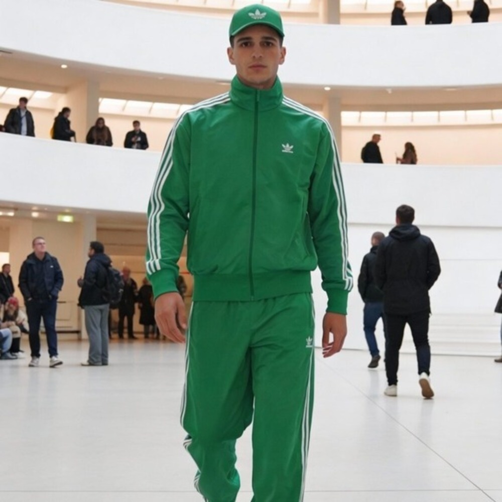 Adidas Men's Green White Two Piece Tracksuit Small Jacket JD0183 Pants JD0184